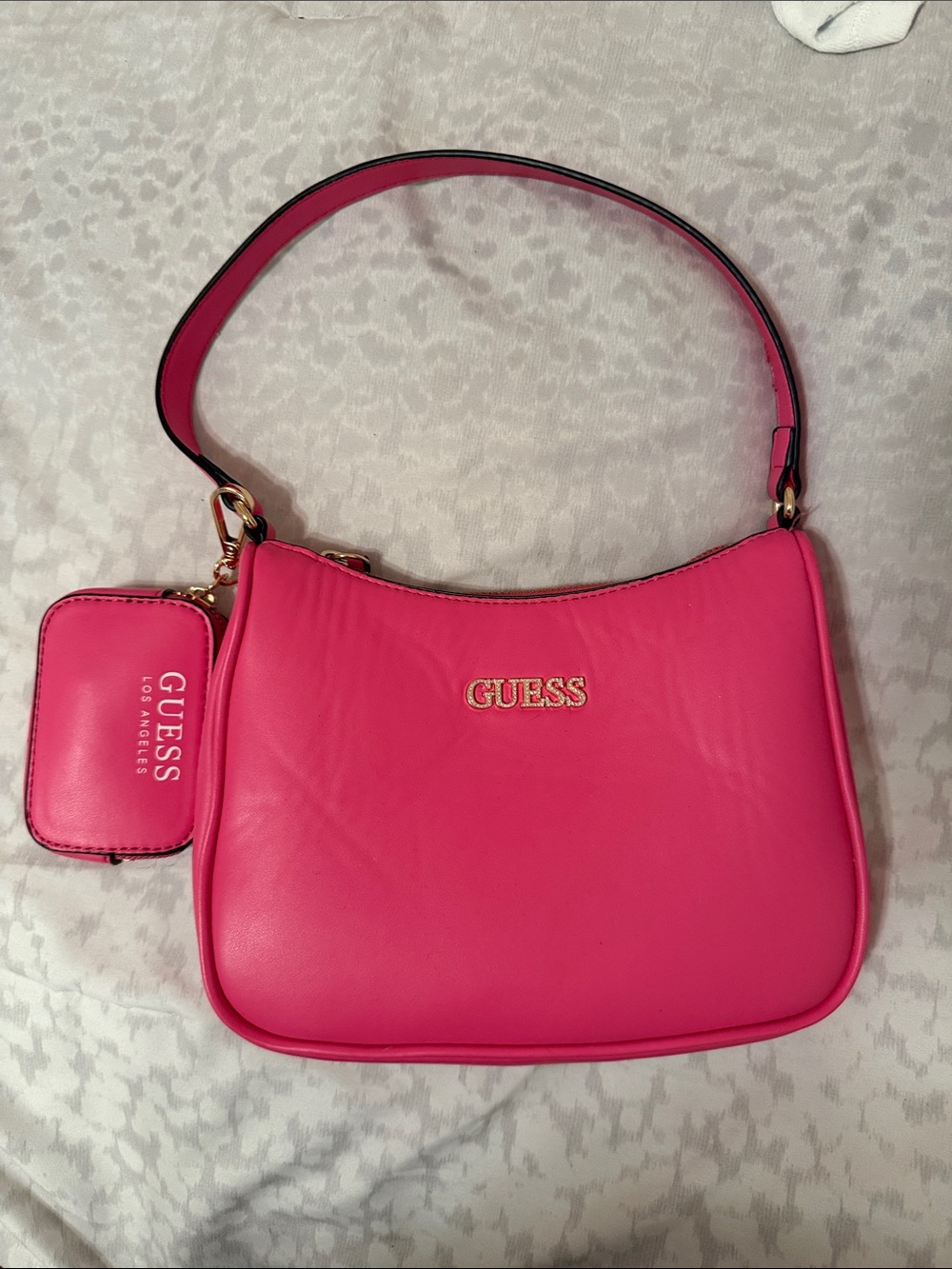 GUESS Hot Pink Shoulder Bag with Detachable Coin Pouch